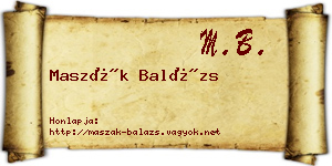 Maszák Balázs névjegykártya
